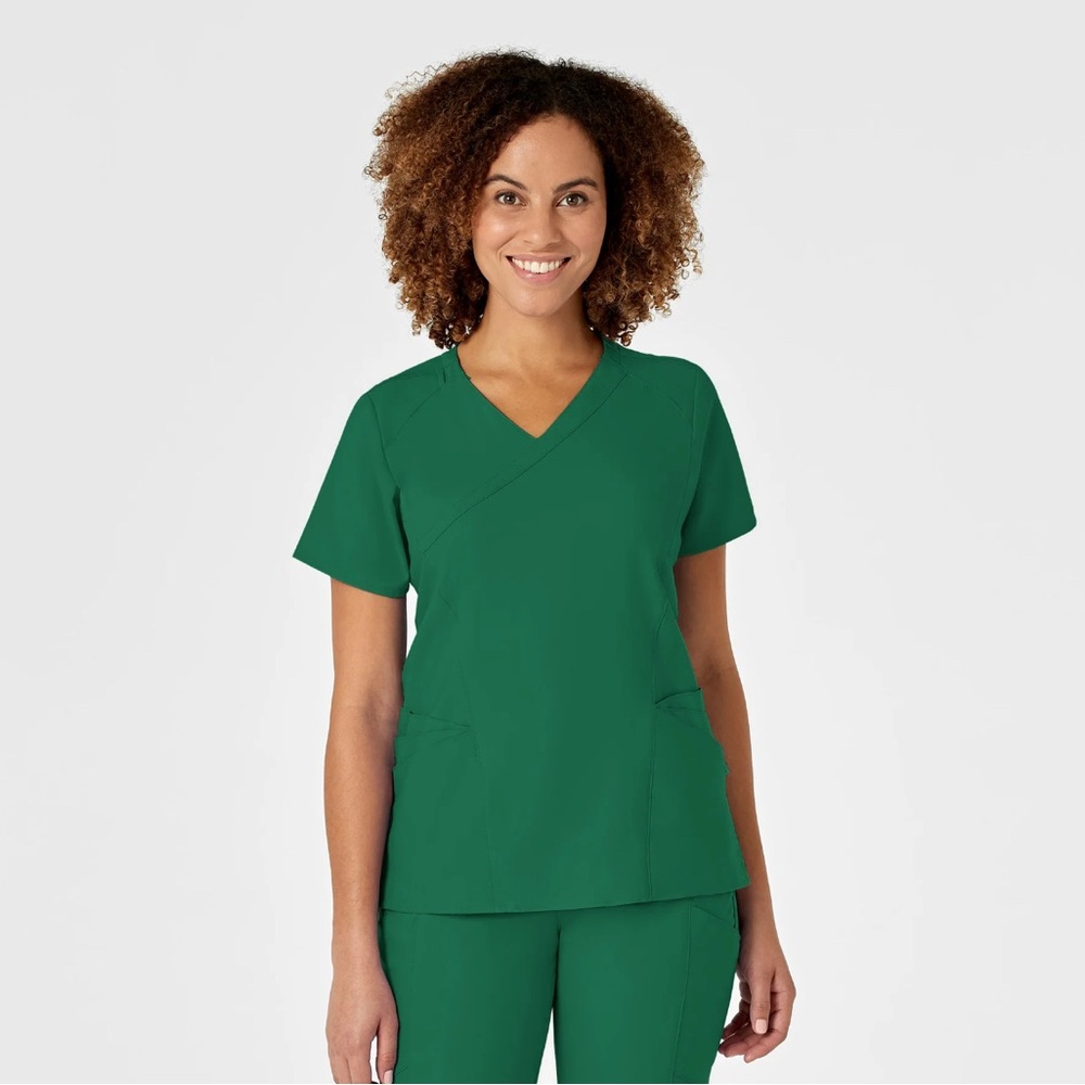 Like new! Wink W123 Women's Mock Wrap Scrub Top Hunter Green XS